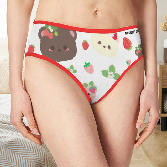 The Grumpy Cookies - Strawbeary Pals Gangs All Here Women's Mid Rise White Underwear