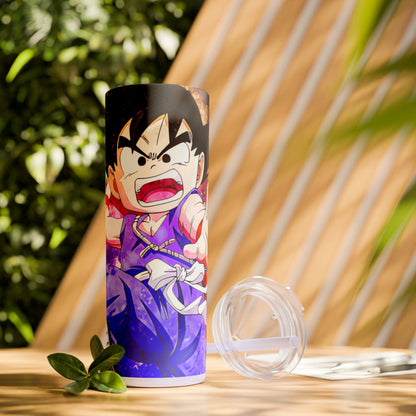 Kid Goku Skinny Tumbler with Straw, 20oz