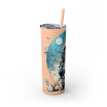 Totoro In Space Skinny Tumbler with Straw, 20oz