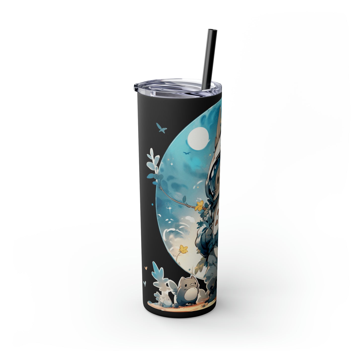 Totoro In Space Skinny Tumbler with Straw, 20oz