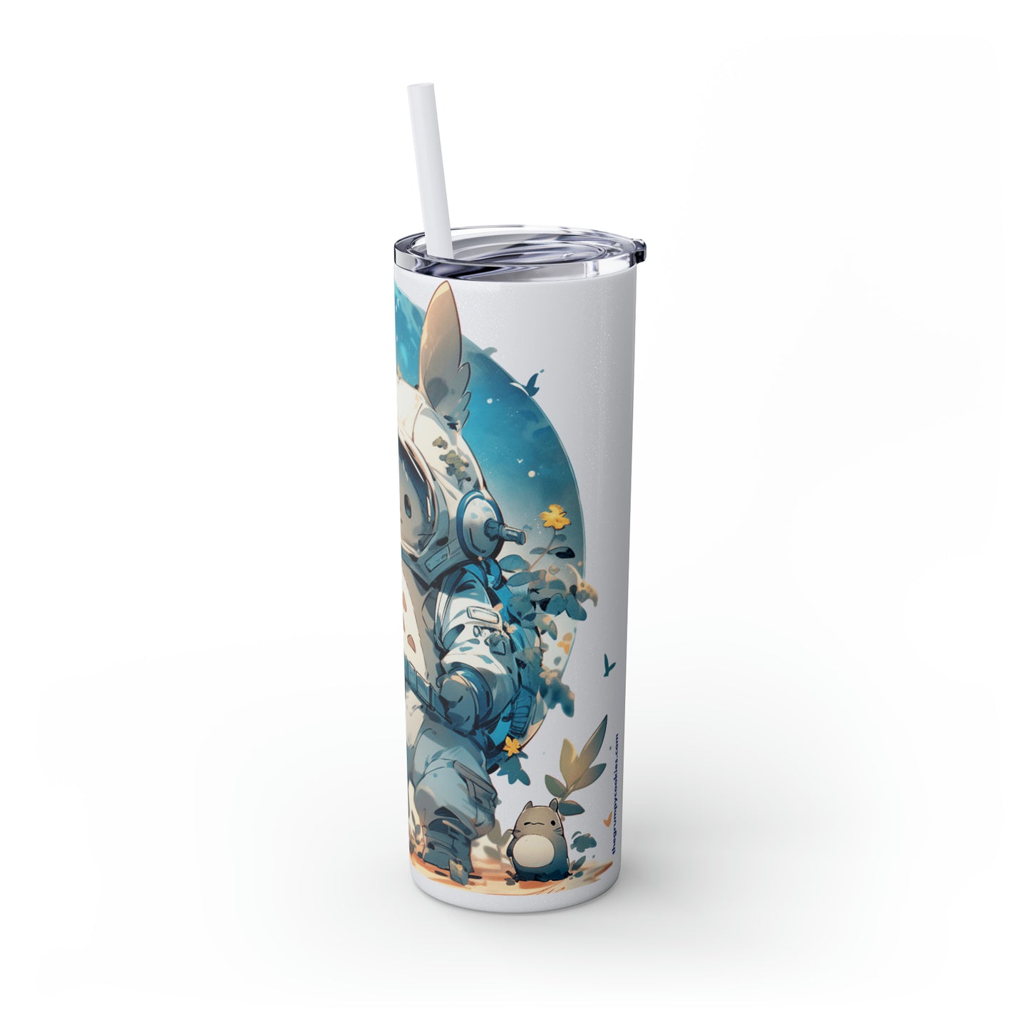 Totoro In Space Skinny Tumbler with Straw, 20oz