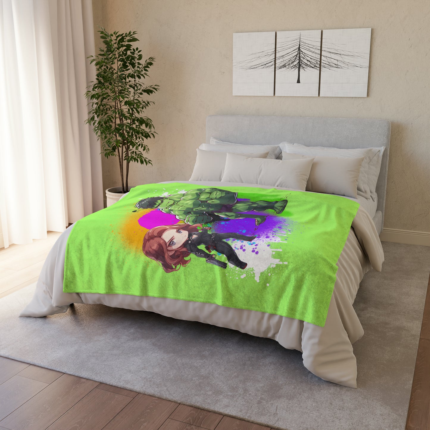 Hulk Loves Black Widow Soft Polyester Blanket