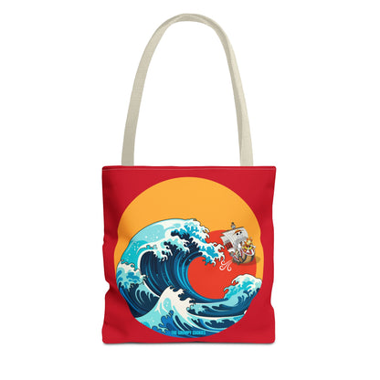 One Piece - Riding the Wave Dark Red Tote Bag