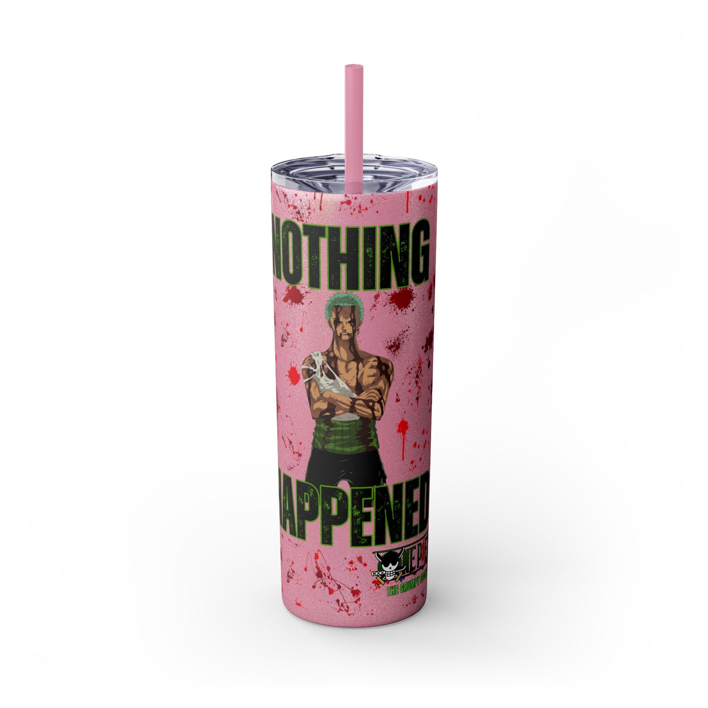 One Piece - Zoro Nothing Happened Skinny Tumbler with Straw, 20oz