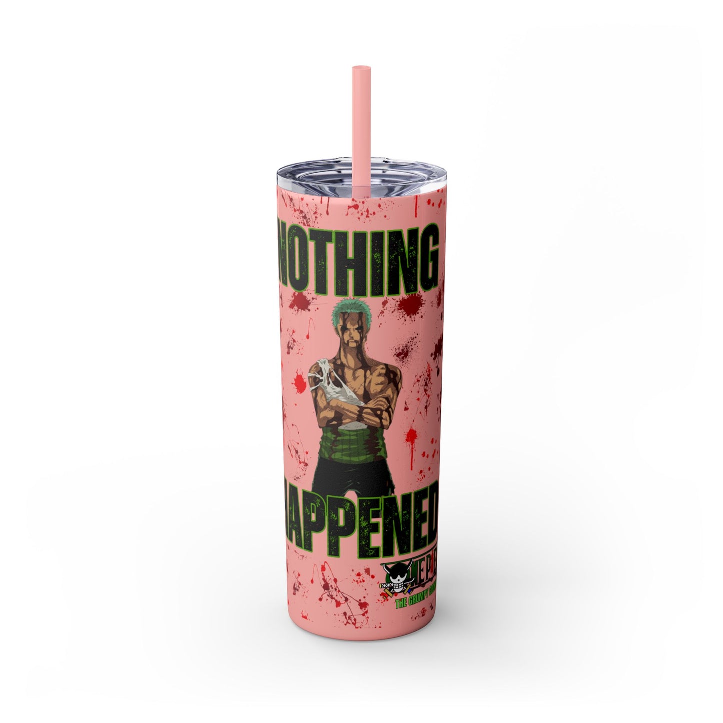 One Piece - Zoro Nothing Happened Skinny Tumbler with Straw, 20oz