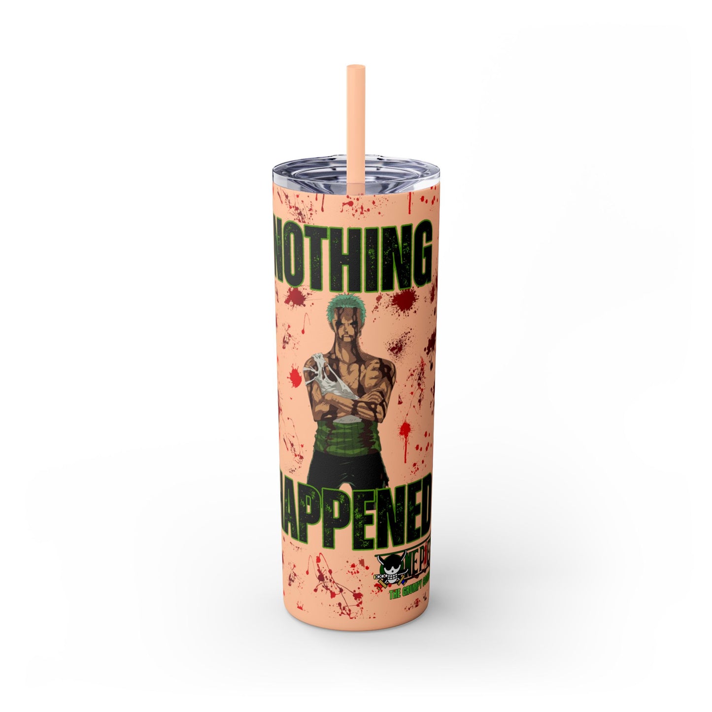 One Piece - Zoro Nothing Happened Skinny Tumbler with Straw, 20oz