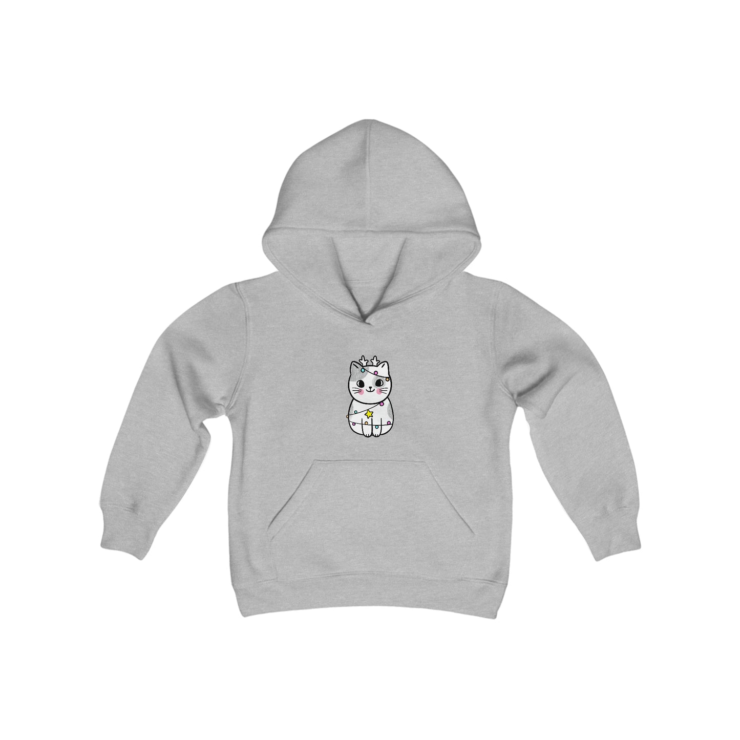 Tangled Reindeer Kitty Youth Heavy Blend Hooded Sweatshirt