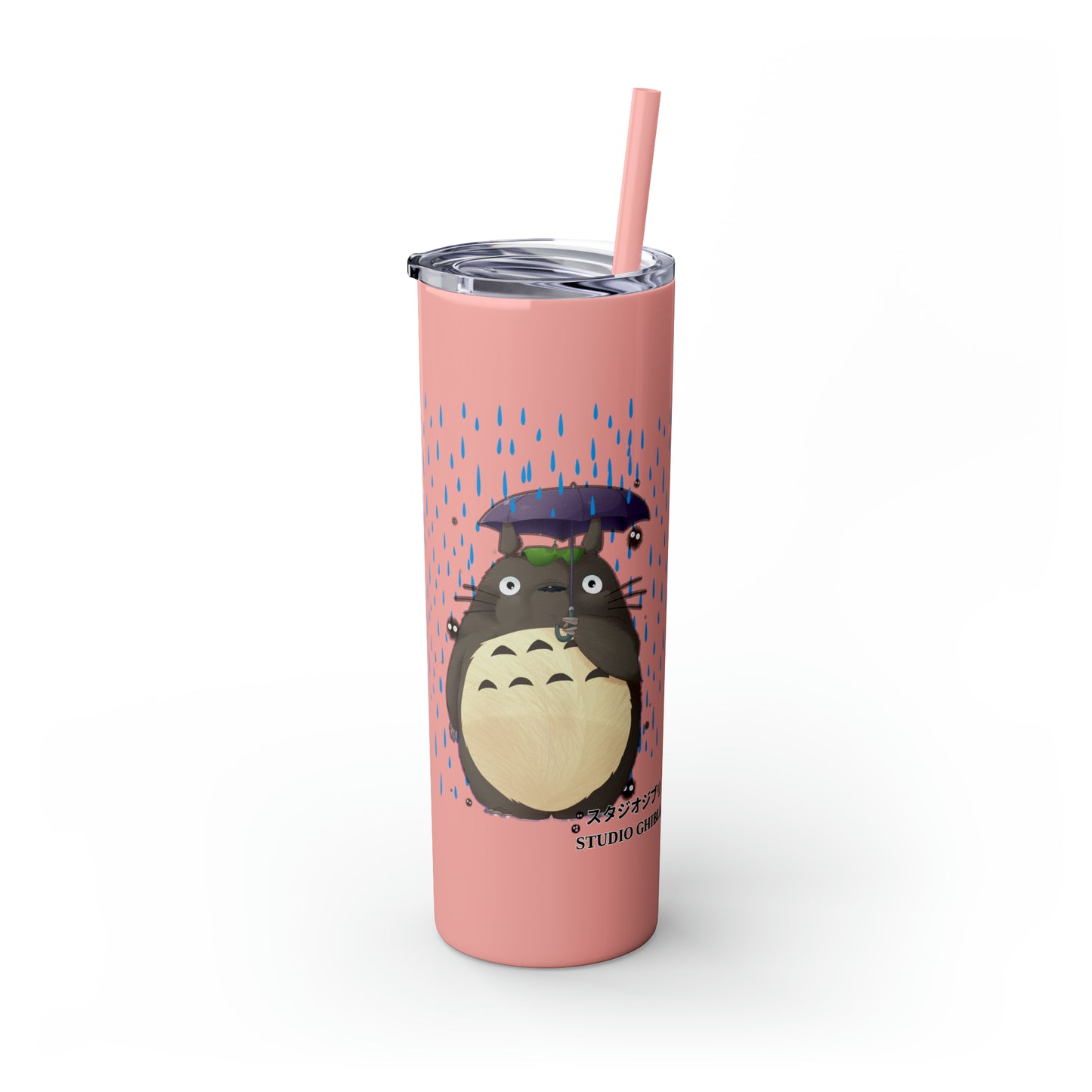 Totoro in the Rain Skinny Tumbler with Straw, 20oz