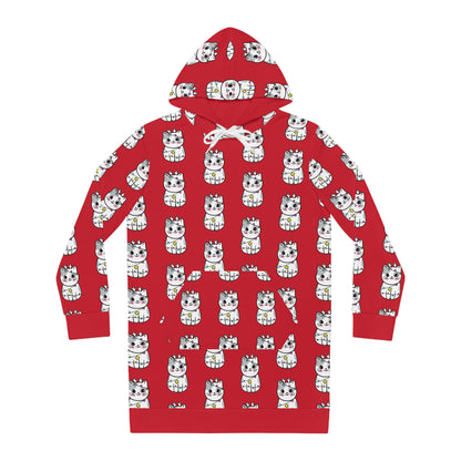 Tangled Reindeer Kitty Women's Hoodie Dress (AOP)