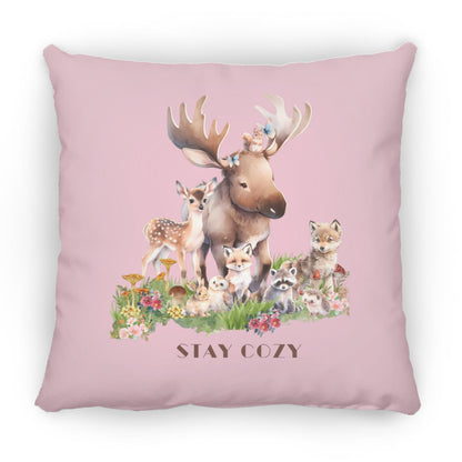 Woodland Babies Stay Cozy Small Square Pillow