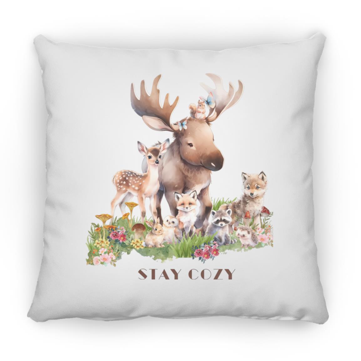 Woodland Babies Stay Cozy Small Square Pillow