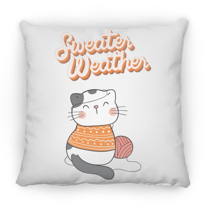 Sweater Weather Cat Small Square Pillow