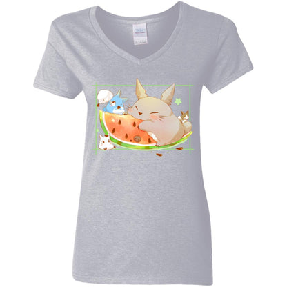 Nom Nom Totoro V-Neck T-Shirt