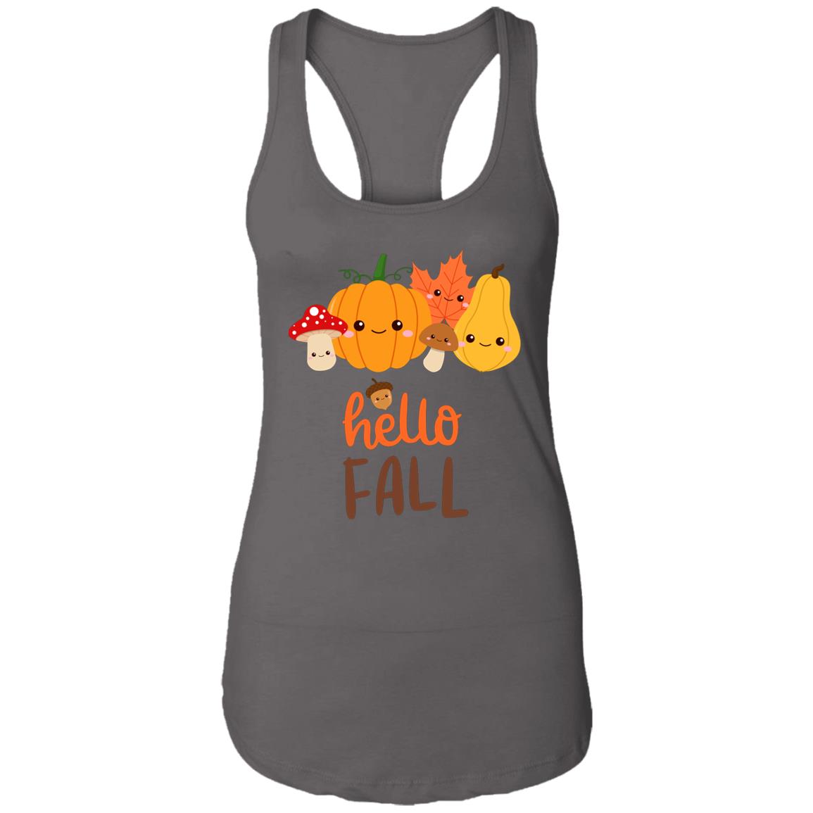 Hello Fall Ladies Racerback Tank