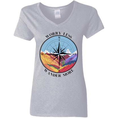 Worry Less Ladies V-Neck T-Shirt