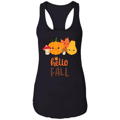 Hello Fall Ladies Racerback Tank