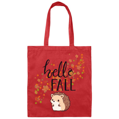 Hello Fall Hedgehog Canvas Tote Bag