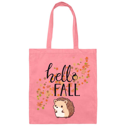 Hello Fall Hedgehog Canvas Tote Bag