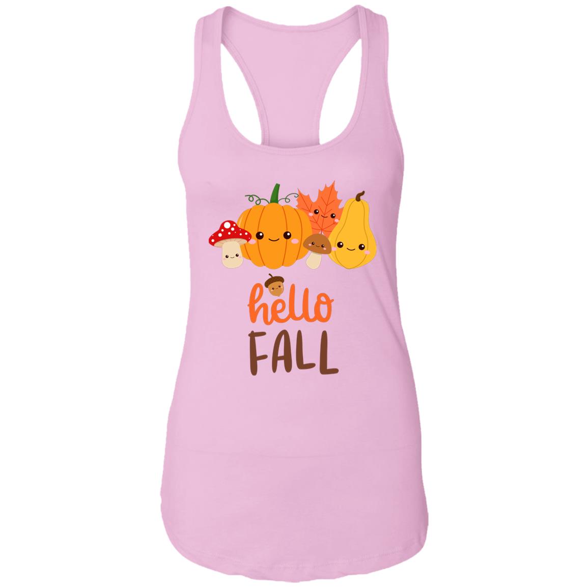 Hello Fall Ladies Racerback Tank