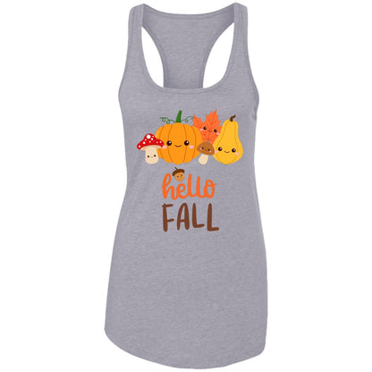 Hello Fall Ladies Racerback Tank