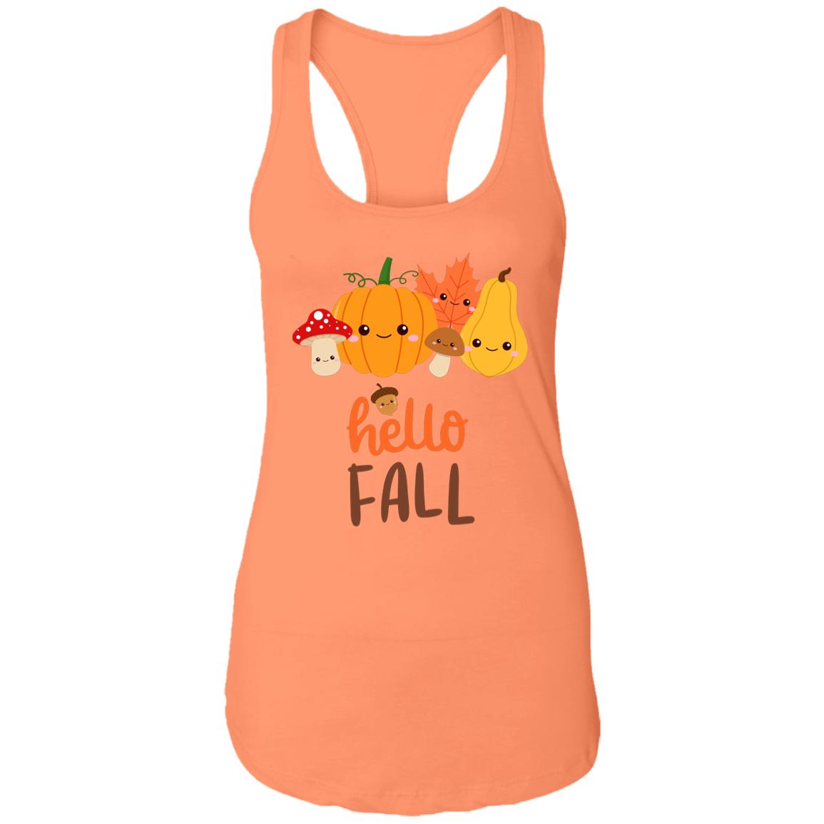 Hello Fall Ladies Racerback Tank