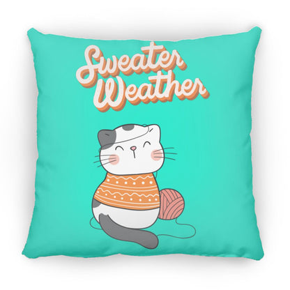 Sweater Weather Cat Small Square Pillow