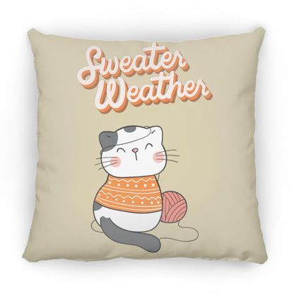 Sweater Weather Cat Small Square Pillow