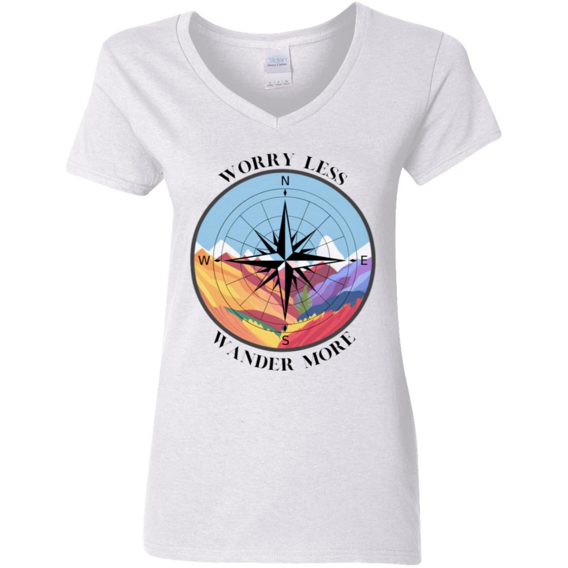 Worry Less Ladies V-Neck T-Shirt