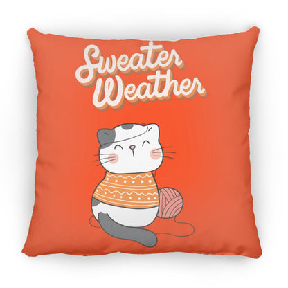 Sweater Weather Cat Small Square Pillow