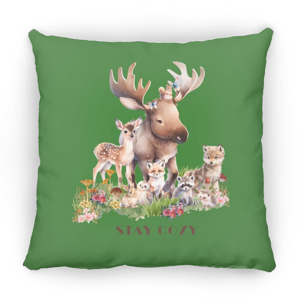 Woodland Babies Stay Cozy Small Square Pillow