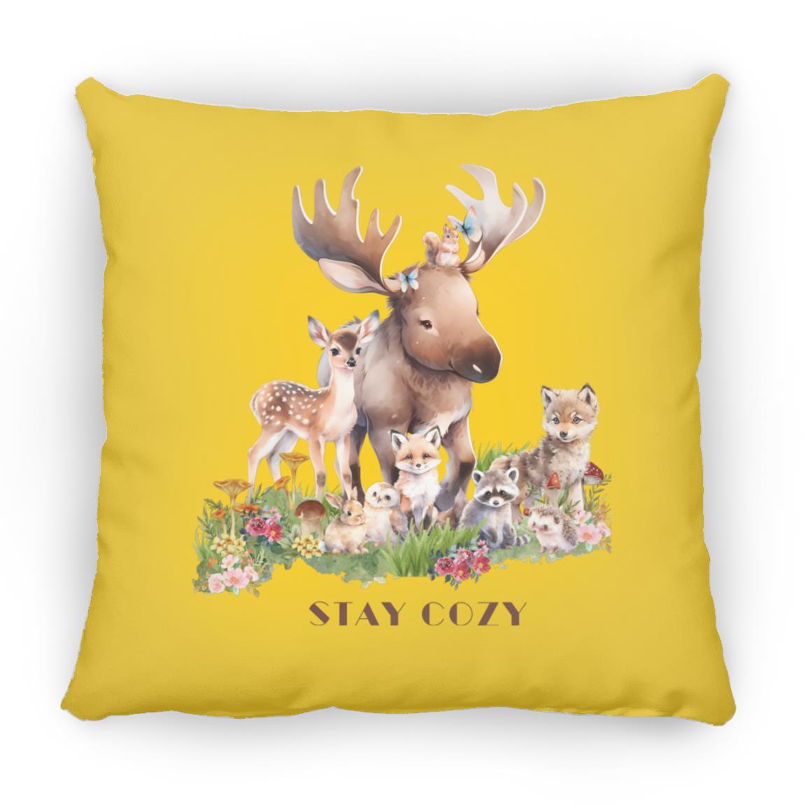 Woodland Babies Stay Cozy Small Square Pillow