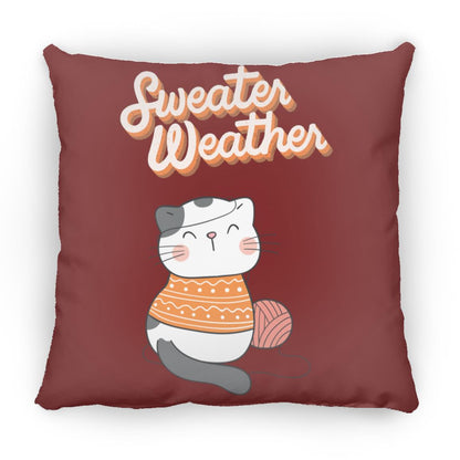 Sweater Weather Cat Small Square Pillow