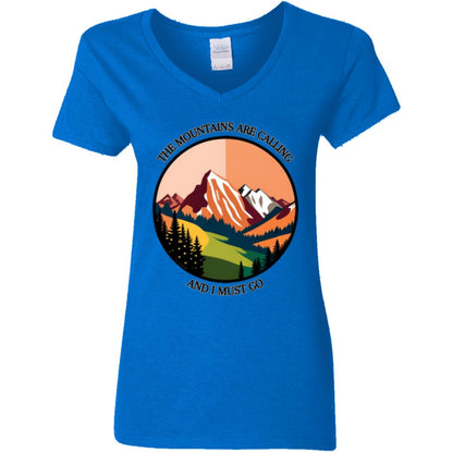 The Mountains Are Calling Ladies V-Neck T-Shirt