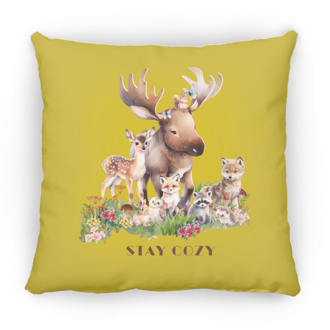 Woodland Babies Stay Cozy Small Square Pillow