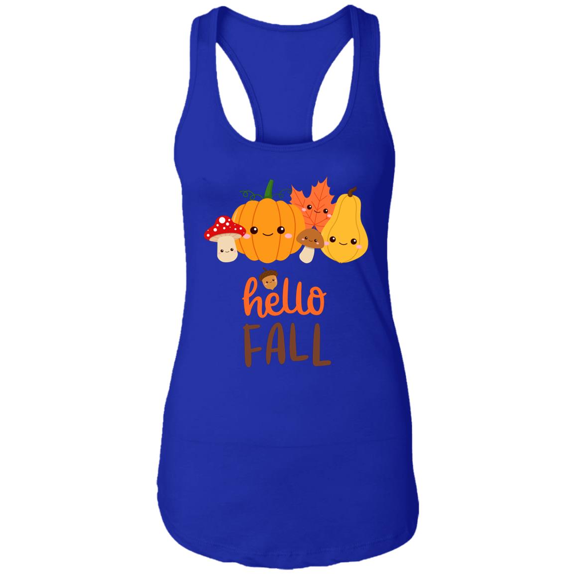 Hello Fall Ladies Racerback Tank