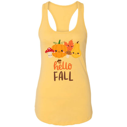 Hello Fall Ladies Racerback Tank