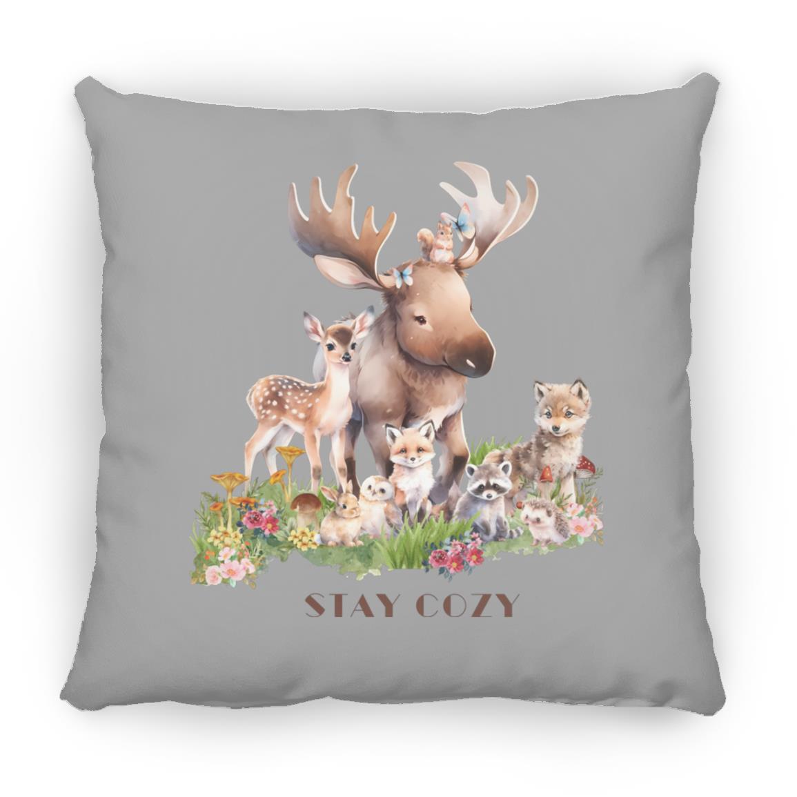 Woodland Babies Stay Cozy Small Square Pillow