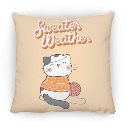 Sweater Weather Cat Small Square Pillow