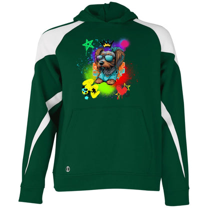 Reggie the Cool Pup Youth Athletic Colorblock Fleece Hoodie