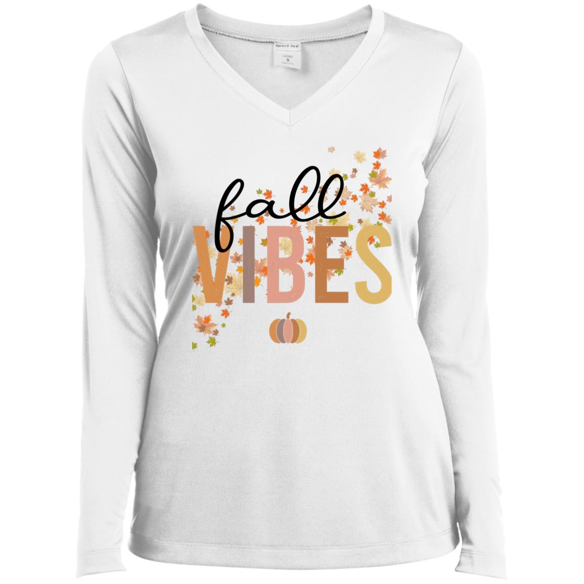 Fall Vibes Ladies’ Long Sleeve Performance V-Neck Tee