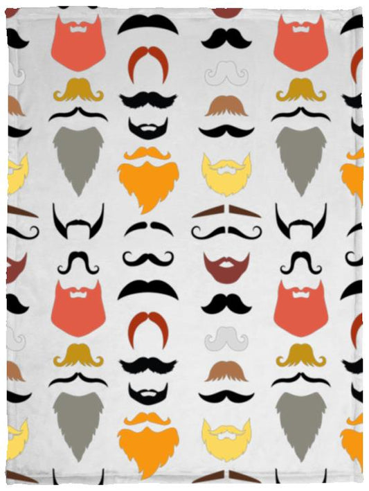 Staches and Beards Cozy Plush Fleece Blanket - 30x40