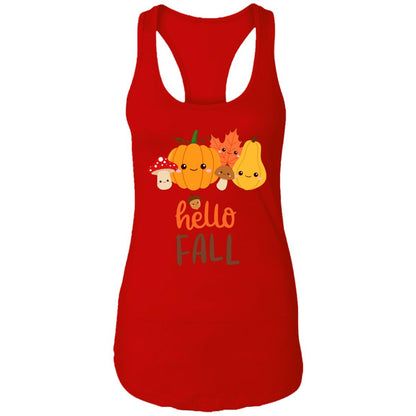 Hello Fall Ladies Racerback Tank