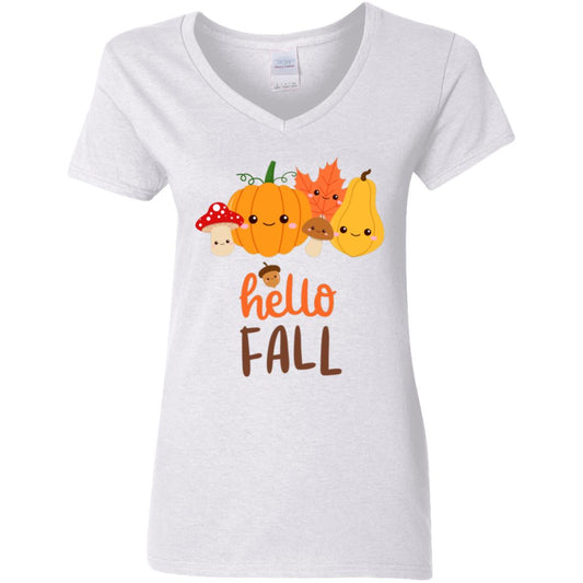 Hello Fall Ladies V-Neck T-Shirt