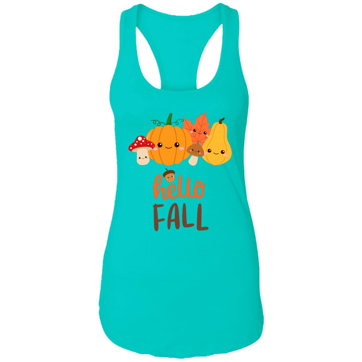 Hello Fall Ladies Racerback Tank