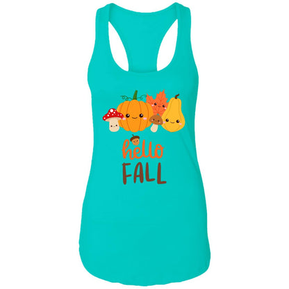 Hello Fall Ladies Racerback Tank