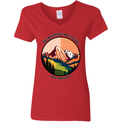 The Mountains Are Calling Ladies V-Neck T-Shirt