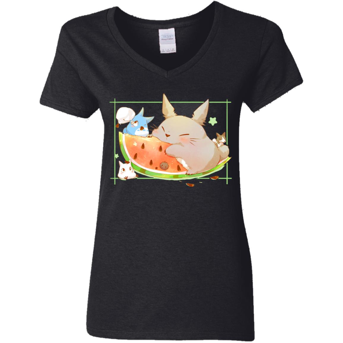 Nom Nom Totoro V-Neck T-Shirt