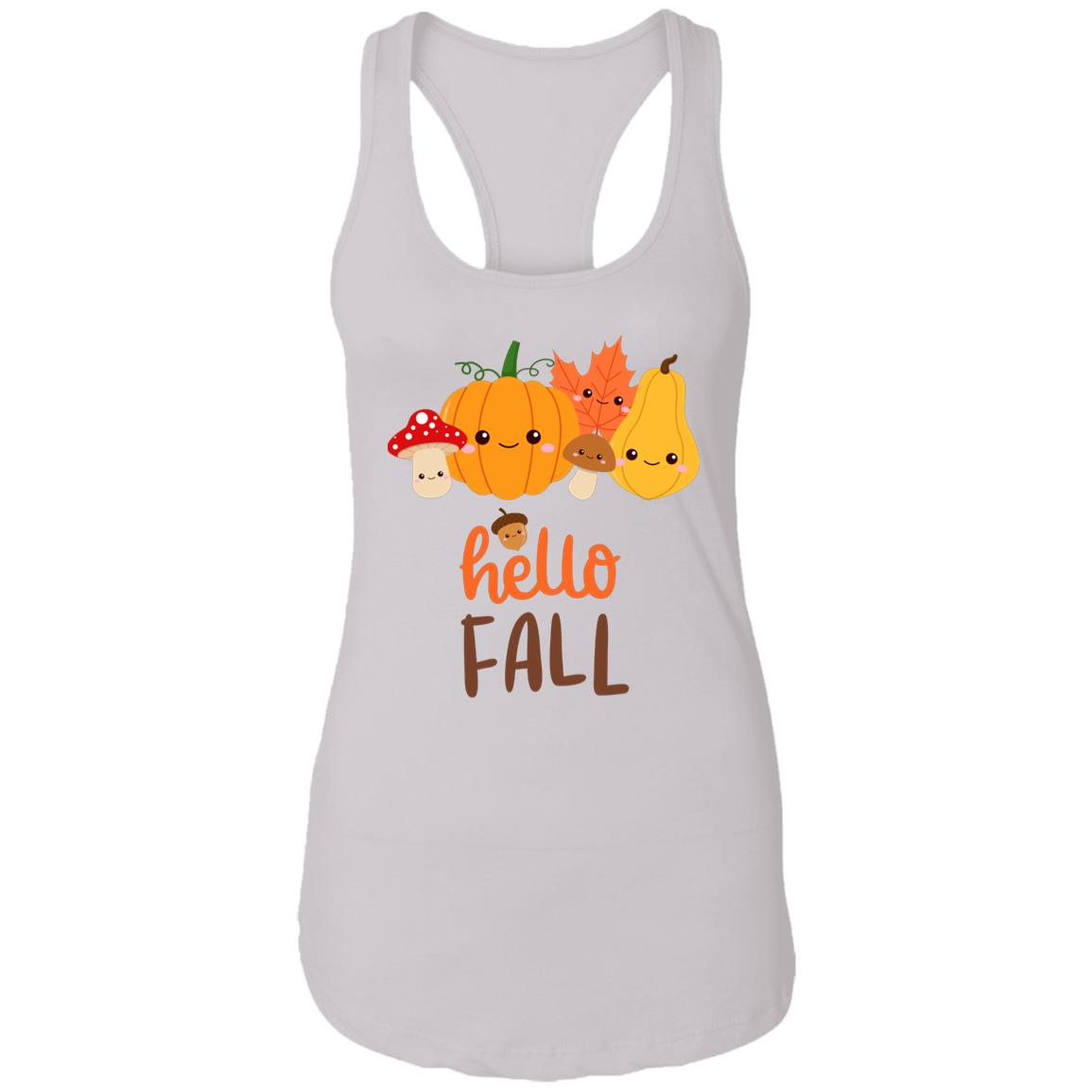 Hello Fall Ladies Racerback Tank