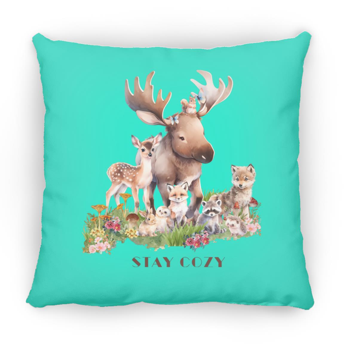 Woodland Babies Stay Cozy Small Square Pillow