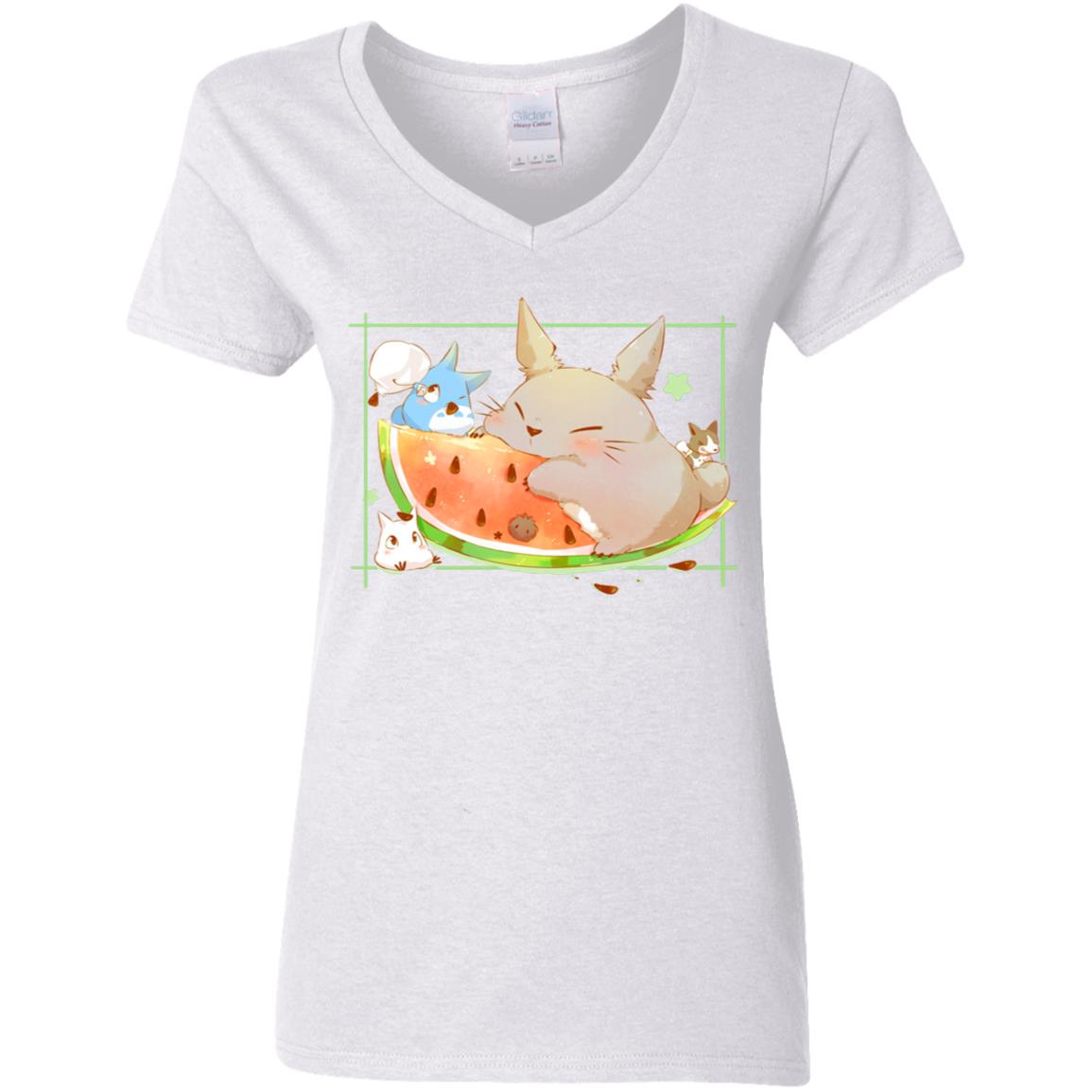 Nom Nom Totoro V-Neck T-Shirt